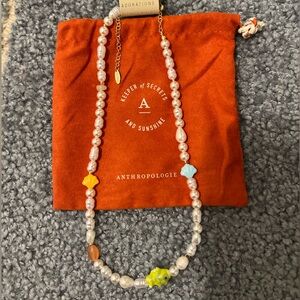 Anthropologie Pearl Necklace with Gold Chain